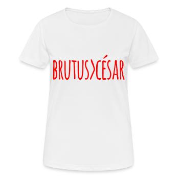 Brutus>César Brutus supérieur à César (rouge) - T-shirt respirant Femme - blanc - Devant - AI Model Female 172 dark (172cm)