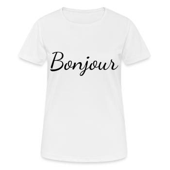 Bonjour - T-shirt respirant Femme - blanc - Devant - AI Model Female 172 dark (172cm)