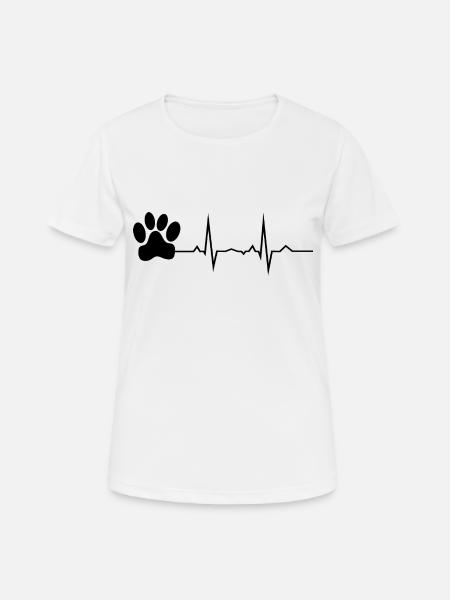 Pfote Herzschlag Hundepfote Hunde Hundeliebe - Frauen T-Shirt atmungsaktiv - Weiß