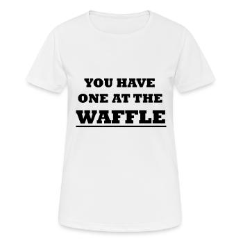 Denglisch Einen an der Waffel haben - Frauen T-Shirt atmungsaktiv - Weiß - Vorne - AI Model Female 172 dark (172cm)