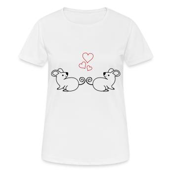 Mäuse Verliebt - Frauen T-Shirt atmungsaktiv - Weiß - Vorne - AI Model Female 172 dark (172cm)