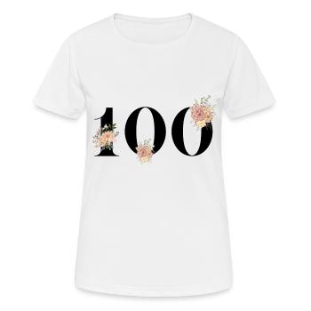 100e anniversaire fleuris (Cadeau de 100 ans) - T-shirt respirant Femme - blanc - Devant - AI Model Female 172 dark (172cm)