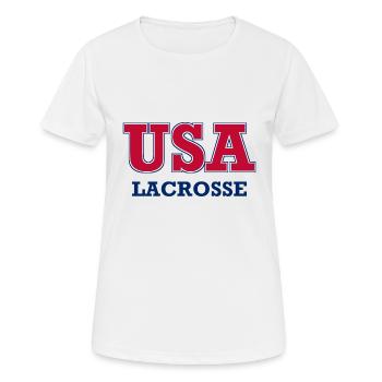 USA Lacrosse - National Colors - United States - Frauen T-Shirt atmungsaktiv - Weiß - Vorne - AI Model Female 172 dark (172cm)