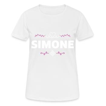 Simone - Frauen T-Shirt atmungsaktiv - Weiß - Vorne - AI Model Female 172 dark (172cm)