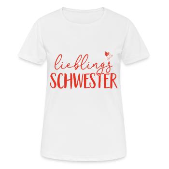 Lieblings Schwester - Geschenk Geschwister Liebe - Frauen T-Shirt atmungsaktiv - Weiß - Vorne - AI Model Female 172 dark (172cm)
