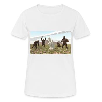 Gorillas mit Denker Skulptur - Frauen T-Shirt atmungsaktiv - Weiß - Vorne - AI Model Female 172 dark (172cm)