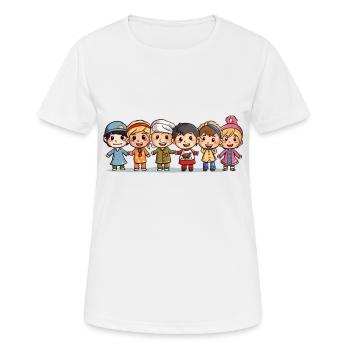 Kinder verschiedener Nationen spielen miteinander - Frauen T-Shirt atmungsaktiv - Weiß - Vorne - AI Model Female 172 dark (172cm)