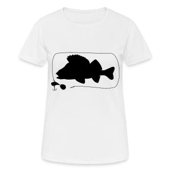 Barsch mit Jigspinner - Frauen T-Shirt atmungsaktiv - Weiß - Vorne - AI Model Female 172 dark (172cm)