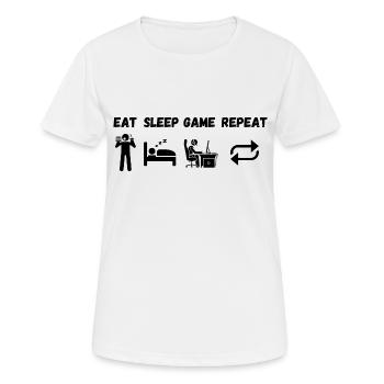 Essen Schlaf Spiel Wiederholen - Frauen T-Shirt atmungsaktiv - Weiß - Vorne - AI Model Female 172 dark (172cm)