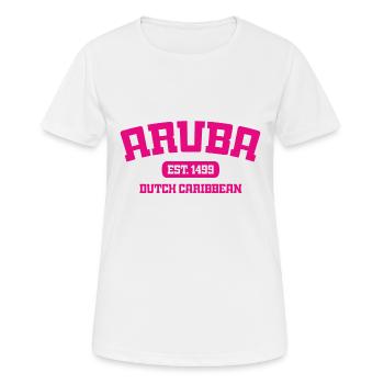 Aruba - Est. 1499 - Dutch Caribbean - Karibik - Frauen T-Shirt atmungsaktiv - Weiß - Vorne - AI Model Female 172 dark (172cm)