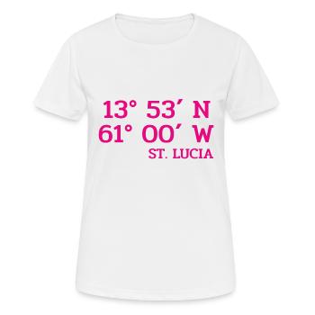 Coordonnées Sainte-Lucie - Koordinaten - Antilles - T-shirt respirant Femme - blanc - Devant - AI Model Female 172 dark (172cm)