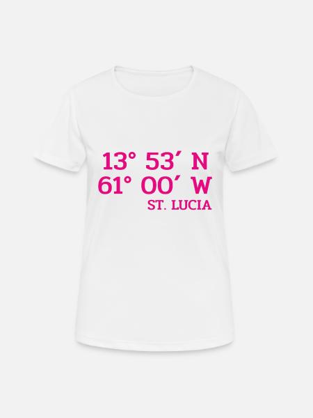 St. Lucia Coordinates - Koordinaten - West Indies - Women's Breathable T-Shirt - white