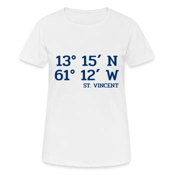 Coordonnées Saint-Vincent - Koordinaten West Indies - T-shirt respirant Femme - blanc - Devant - AI Model Female 172 dark (172cm)