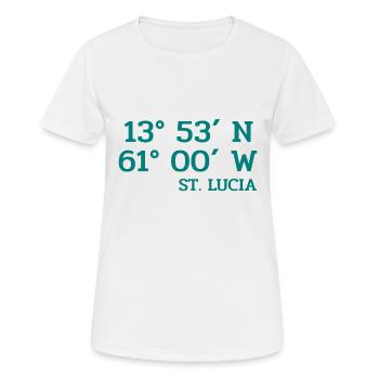 Coordonnées Sainte-Lucie - Koordinaten - Antilles - T-shirt respirant Femme - blanc - Devant - AI Model Female 172 dark (172cm)