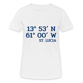Coordonnées Sainte-Lucie - Koordinaten - Antilles - T-shirt respirant Femme - blanc - Devant - AI Model Female 172 dark (172cm)