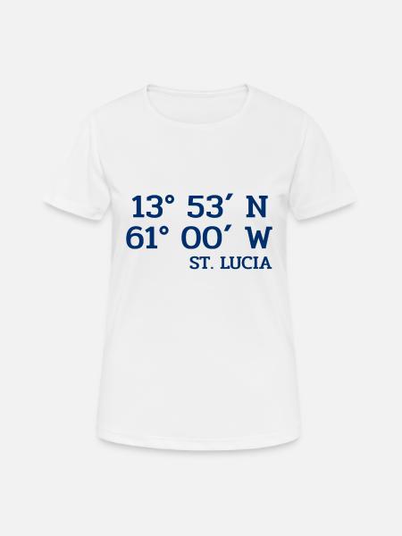 St. Lucia Coordinates - Koordinaten - West Indies - Women's Breathable T-Shirt - white