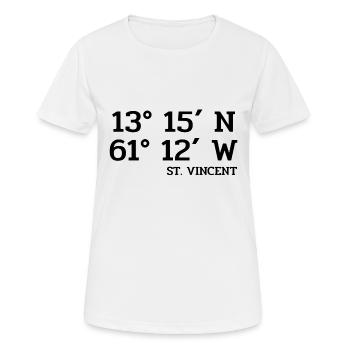 Coordonnées Saint-Vincent - Koordinaten West Indies - T-shirt respirant Femme - blanc - Devant - AI Model Female 172 dark (172cm)