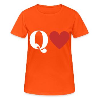 Lettre q cœur rouge - T-shirt respirant Femme - orange néon - Devant - AI Model Female 172 dark (172cm)