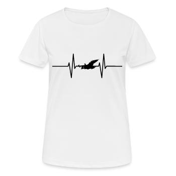 Battement de cœur avec jet / avion - T-shirt respirant Femme - blanc - Devant - AI Model Female 172 dark (172cm)