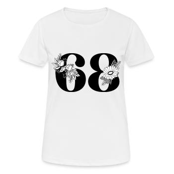 Nummer 68 Schwarze Blumen - 68. Blumengeburtstag - Frauen T-Shirt atmungsaktiv - Weiß - Vorne - AI Model Female 172 dark (172cm)