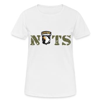 AVM Bastogne NUTS Battle Bulge Battered Bastards - Frauen T-Shirt atmungsaktiv - Weiß - Vorne - AI Model Female 172 dark (172cm)