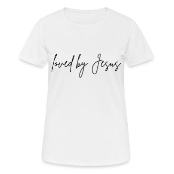 loved by Jesus - Frauen T-Shirt atmungsaktiv - Weiß - Vorne - AI Model Female 172 dark (172cm)