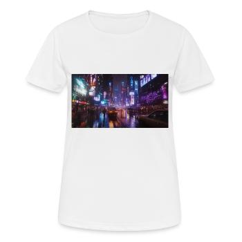 Cyberpunk City2 - T-shirt respirant Femme - blanc - Devant - AI Model Female 172 dark (172cm)