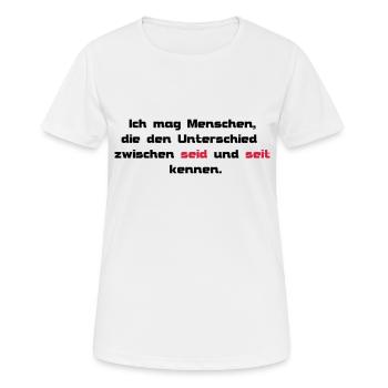 seid seit - Frauen T-Shirt atmungsaktiv - Weiß - Vorne - AI Model Female 172 dark (172cm)