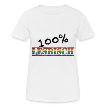 100% lesbisch 1 - Frauen T-Shirt atmungsaktiv - Weiß - Vorne - AI Model Female 172 dark (172cm)