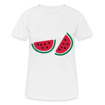 Halb watermelon_fruits - Frauen T-Shirt atmungsaktiv - Weiß - Vorne - AI Model Female 172 dark (172cm)