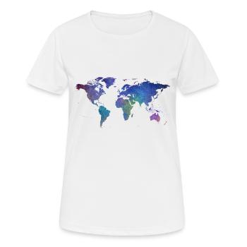 Weltkarte - Frauen T-Shirt atmungsaktiv - Weiß - Vorne - AI Model Female 172 dark (172cm)