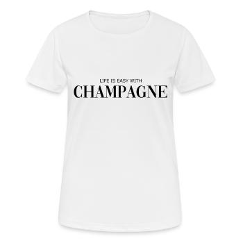- - Vin mousseux - Boisson - Alcool - T-shirt respirant Femme - blanc - Devant - AI Model Female 172 dark (172cm)