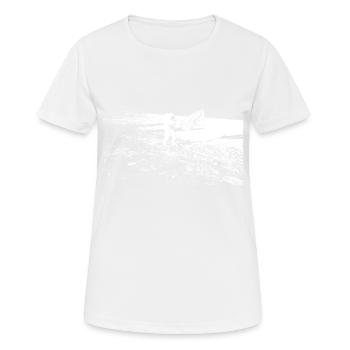 First Man - Frauen T-Shirt atmungsaktiv - Weiß - Vorne - AI Model Female 172 dark (172cm)