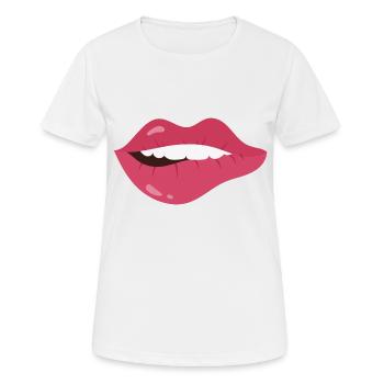 Lippen - Frauen T-Shirt atmungsaktiv - Weiß - Vorne - AI Model Female 172 dark (172cm)