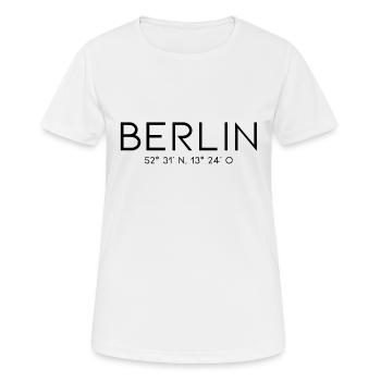 Berlin Koordinaten - Deutschland Brandenburger Tor - Frauen T-Shirt atmungsaktiv - Weiß - Vorne - AI Model Female 172 dark (172cm)