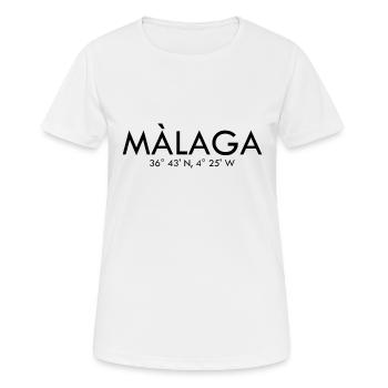 Malaga - Spain - Coordinates - Latitude Longitude - Women's Breathable T-Shirt - white - Front - AI Model Female 172 dark (172cm)