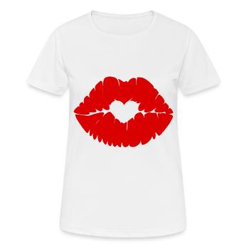 Kussmund mit Herz - Frauen T-Shirt atmungsaktiv - Weiß - Vorne - AI Model Female 172 dark (172cm)