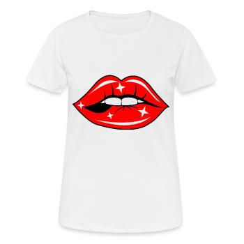 Lèvres - T-shirt respirant Femme - blanc - Devant - AI Model Female 172 dark (172cm)
