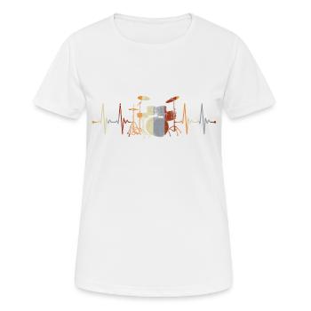 Schlagzeug Schlagzeuger Drummer Herzschlag - Frauen T-Shirt atmungsaktiv - Weiß - Vorne - AI Model Female 172 dark (172cm)