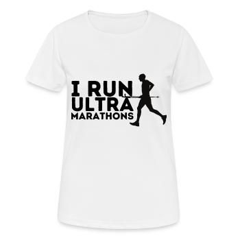 Je cours des ultra Marathons - T-shirt respirant Femme - blanc - Devant - AI Model Female 172 dark (172cm)