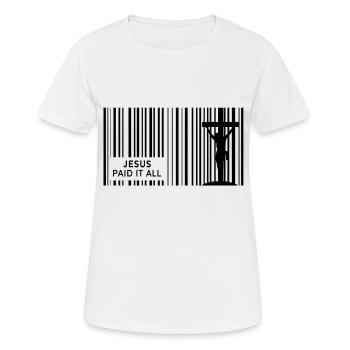 Jésus a tout payé - T-shirt respirant Femme - blanc - Devant - AI Model Female 172 dark (172cm)