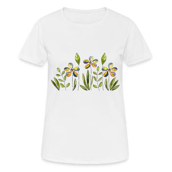 Bloemen - Vrouwen T-shirt ademend actief - wit - Voor - AI Model Female 172 dark (172cm)