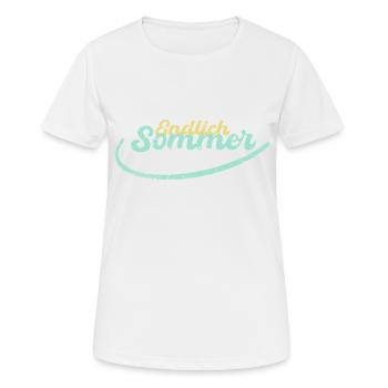 Endlich Sommer summer strand urlaub geschenk - Frauen T-Shirt atmungsaktiv - Weiß - Vorne - AI Model Female 172 dark (172cm)