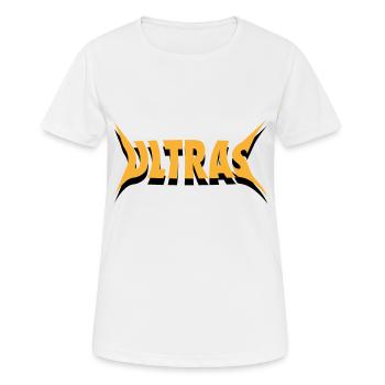 Ultras - Stachelmotiv - Schwarz Gelb - Frauen T-Shirt atmungsaktiv - Weiß - Vorne - AI Model Female 172 dark (172cm)
