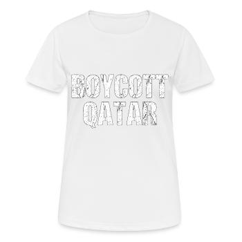 Boycottez le cadeau du Qatar - T-shirt respirant Femme - blanc - Devant - AI Model Female 172 dark (172cm)