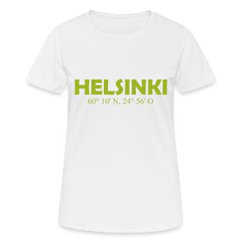 Helsinki Finland - Coordinates Longitude Latitude - Frauen T-Shirt atmungsaktiv - Weiß - Vorne - AI Model Female 172 dark (172cm)