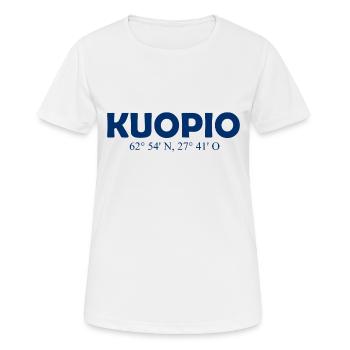 Kuopio - Finlande - Coordonnées longitude latitude - T-shirt respirant Femme - blanc - Devant - AI Model Female 172 dark (172cm)
