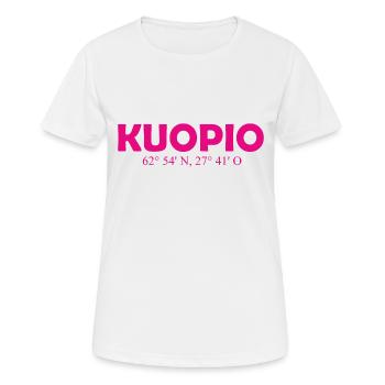 Kuopio - Finland - Coordinates - Longitude - Women's Breathable T-Shirt - white - Front - AI Model Female 172 dark (172cm)