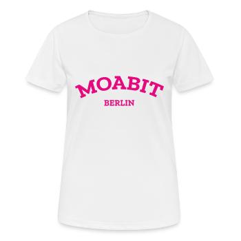 Berlin - Moabit - Berliner - Kiez - Berlinerin - Frauen T-Shirt atmungsaktiv - Weiß - Vorne - AI Model Female 172 dark (172cm)