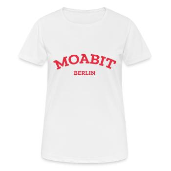 Berlin - Moabit - Berliner - Kiez - Berlinerin - Frauen T-Shirt atmungsaktiv - Weiß - Vorne - AI Model Female 172 dark (172cm)